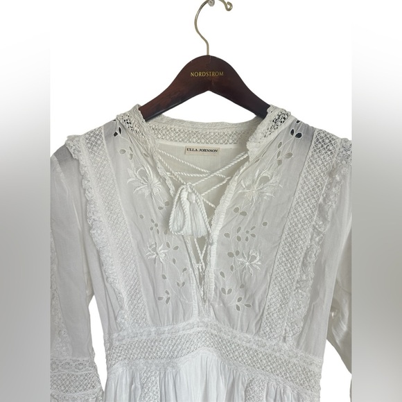 Ulla Johnson Madison Dress Blanc White Eyelet Tiered Ruffle Size 4 - Picture 7 of 10